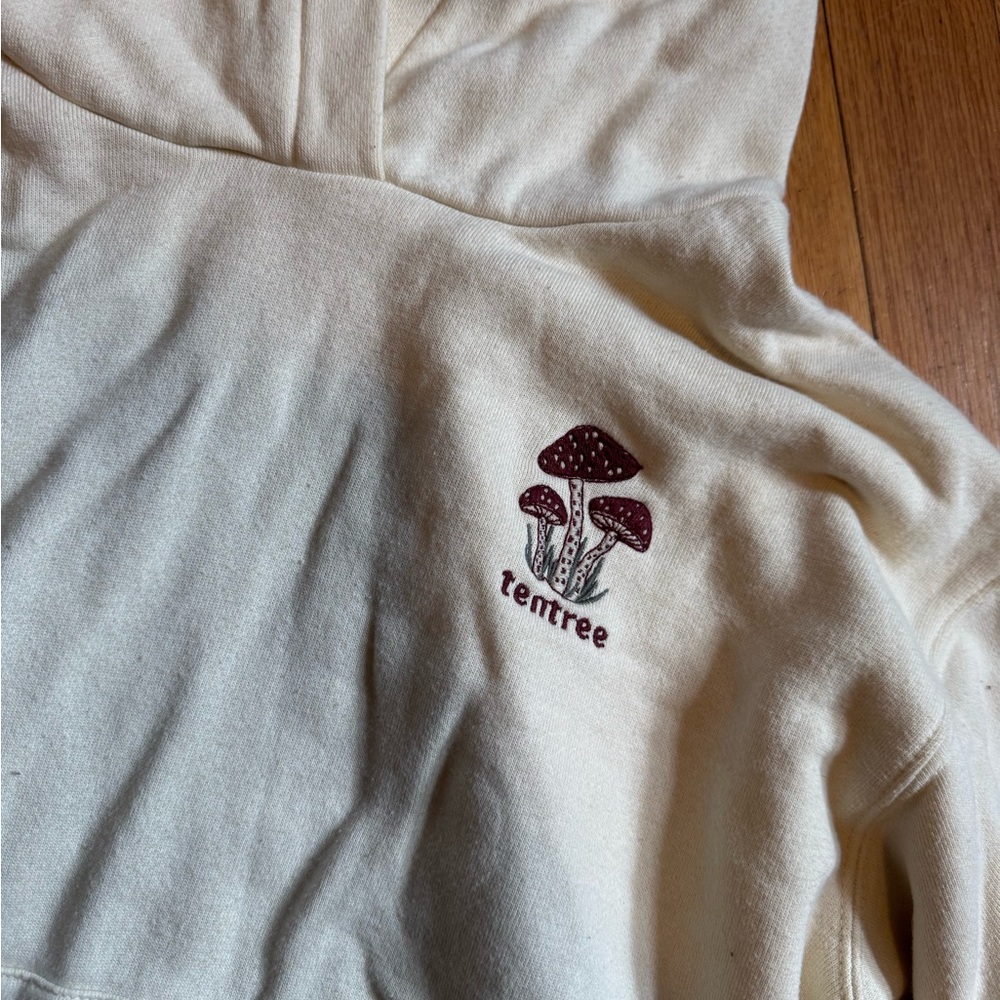 Tentree L Cream Hoodie with Mushroom Embroidery